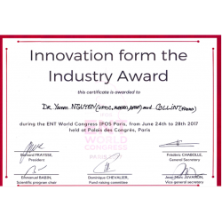 Prix de l'innovation de l'IFOS 2017 au congrès de l'ORL à Paris pour le Robotol